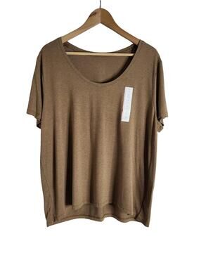 A New Day Short Sleeve T-shirt Relaxed Flowy Gold Metallic Threads Size XL NWT